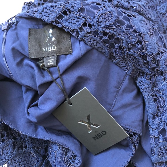 NWT NBD Julia Blue Lace Midi Halter Dress - Picture 5 of 5